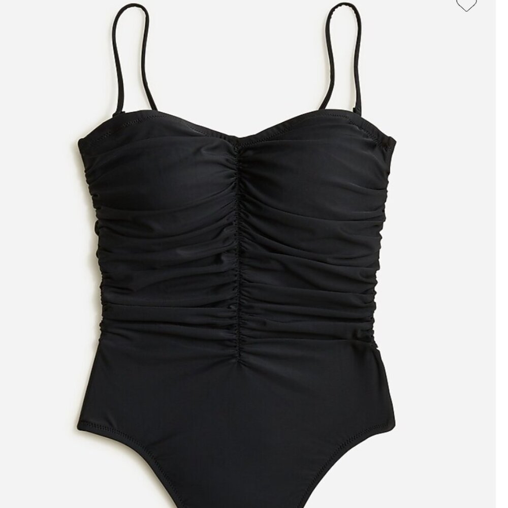 J. Crew Black Ruched Bandeau Sweetheart One Piece Size 12  EUC